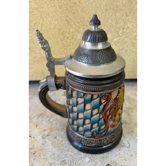 Vintage German Beer Stein Pewter Lid Zoller & Born Coat Of Arms 7" New NWT - Picture 3 of 8